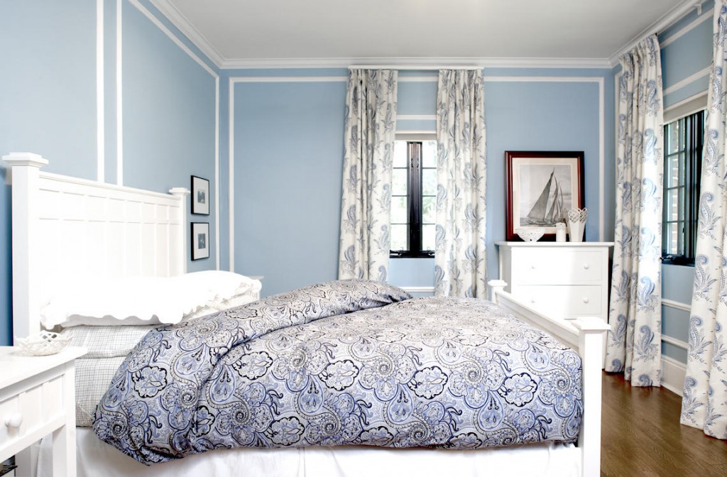 light blue walls in bedroom